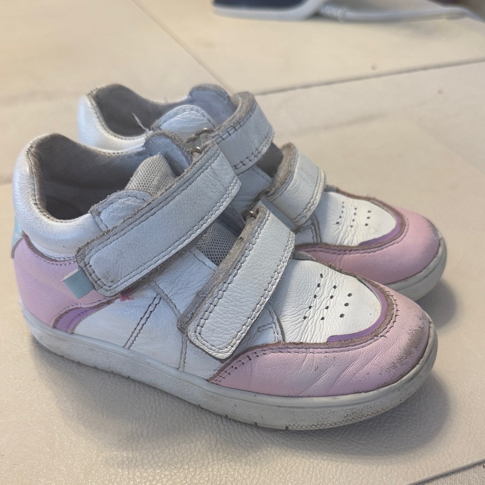 Local European Kids Pink and White Velcro Sneakers